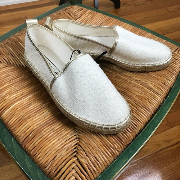 white and gold espadrilles
